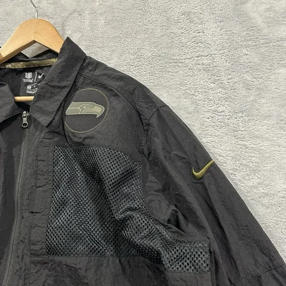 NFL Nike On Field Seahawks Full Zip Windbreaker Jacket Men XL Black